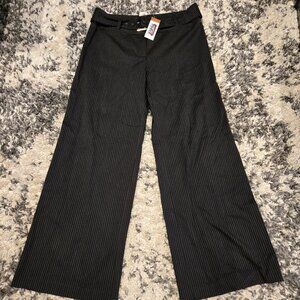Midtown Women’s Pinstripe Wide Leg Trousers | Size 14 | Black